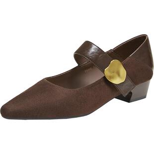 百思图2025秋新款商场同款复古魔术贴玛丽珍鞋尖头女单鞋F5176CQ5