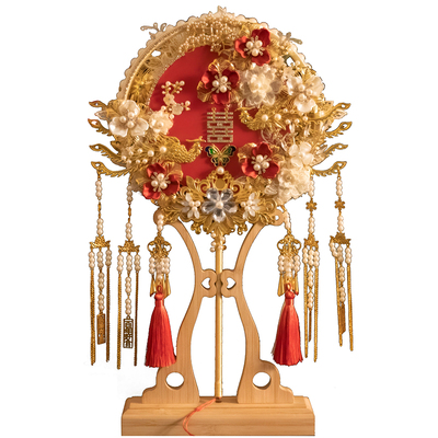 团扇新娘结婚diy材料包双面双色