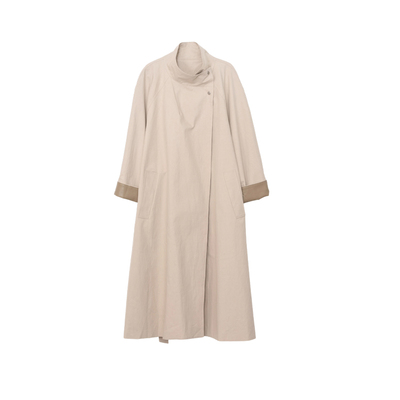 ENJOY春季女长款拼皮轻熟风衣