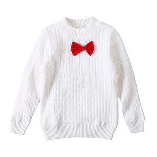 男童白色毛衣套头加绒加厚圆领纯白冬季棉线儿童女童宝宝快活龙