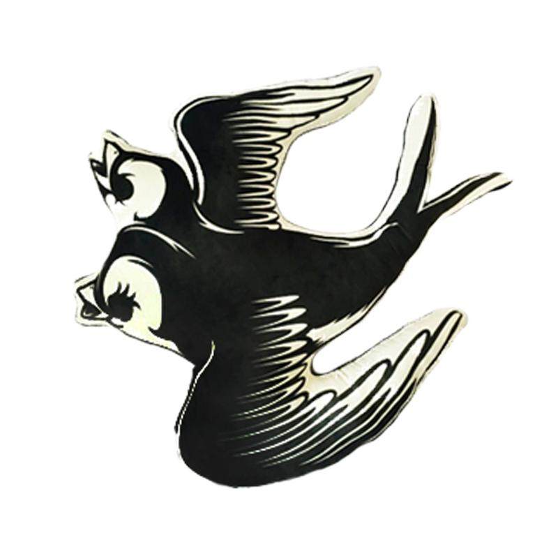 OLDSCHOOL 双头燕子 复古 纹身图案个性靠垫 黑白靠垫异形靠垫