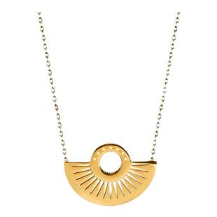 RAWNESS 送女友 扇形光芒项链 简约圆形几何钛钢锁骨链