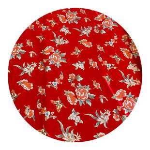 红底玉牡丹布料古装汉服婚庆 COS服装旗袍绸缎面料过年马甲织锦缎