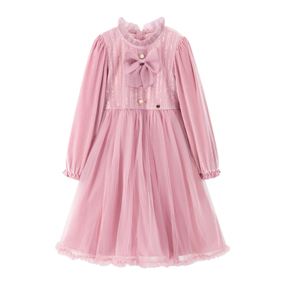 迪士尼女童公主风蝴蝶结连衣裙