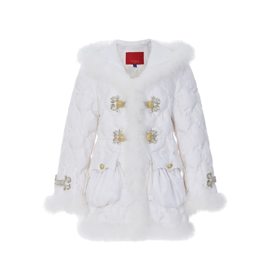 lefame中式复古中长款羽绒服