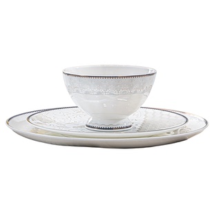 康普诗冰清鸢尾花单品碗盘简约餐具景德镇饭碗家用高档碗碟面碗