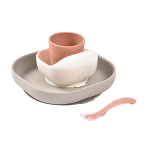 法国beaba婴儿辅食碗硅胶餐盘勺子水杯宝宝辅食餐具吸盘式防摔