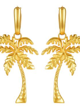 【明星同款】sunshifen Rainforest系列金色棕榈树耳环耳饰送女友