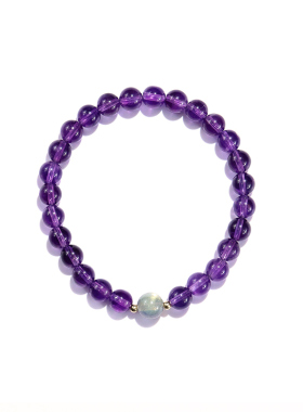 CrystalC紫水晶灰月光石手链女生