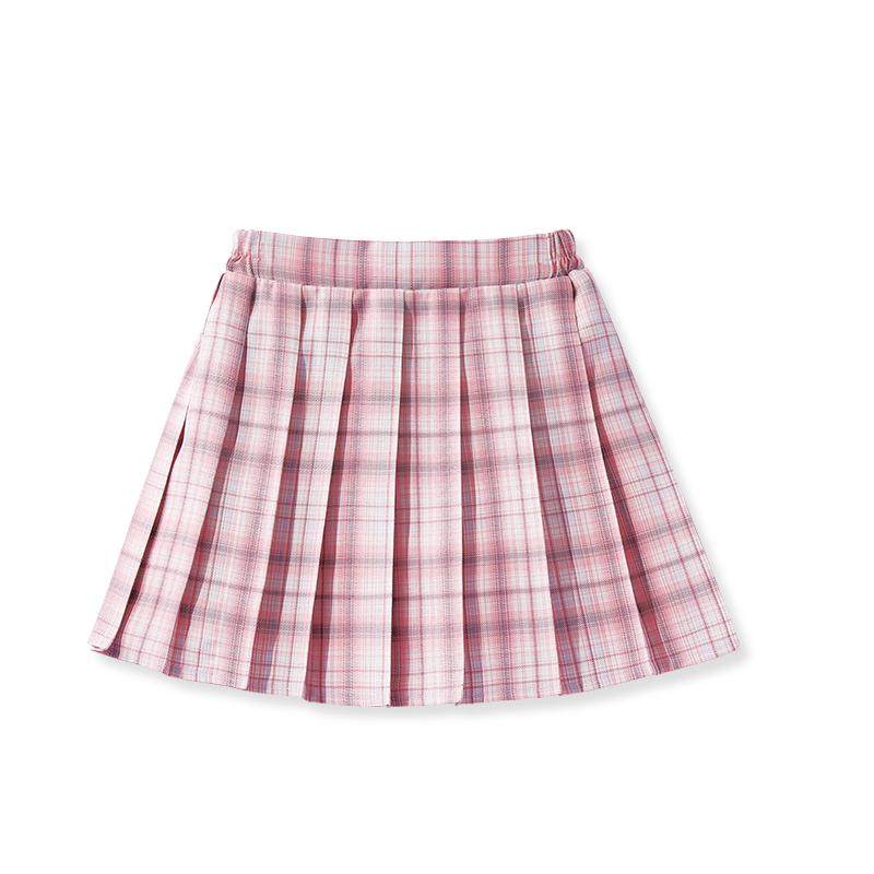 拉夏贝尔儿童半身裙女童jk制服裙子夏季新款小女孩格子百褶裙时髦
