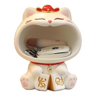 入户玄关斗柜钥匙摆件可爱招财猫家居客厅收纳装饰品乔迁新居礼物
