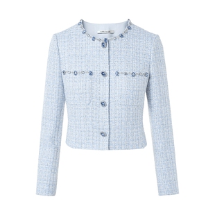 朗姿莱茵福莱尔华丽钻饰编织花呢套装裙矜贵复古香风外套26春新款