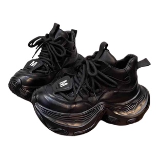 真皮厚底小个子增高7cm做旧脏脏老爹鞋女2025新款时尚休闲运动鞋