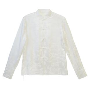 【会员特价】JINYU矜羽(秋月)新中式白色提花唐风盘扣复古上衣