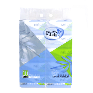 巧全家用实装抽纸400张原生木浆面巾纸5层塑包压花面纸客厅纸巾