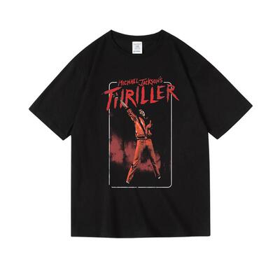 迈克尔杰克逊mj颤栗周边衣服纯棉圆领短袖半袖T恤男女夏季中性款
