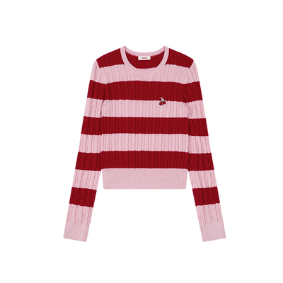 樱桃KIRSH条纹圆领毛衣针织衫