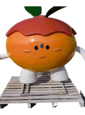 高山水果IP形象卡通玻璃钢枇杷篮子造型雕塑基地招牌果类装饰摆件