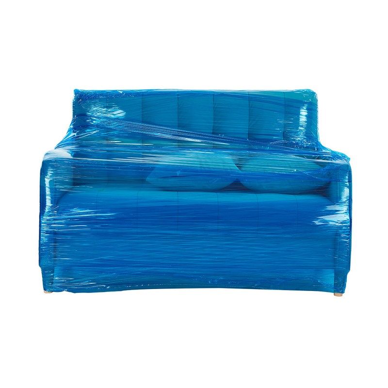 蓝色缠绕膜PE拉伸膜打包膜加长塑料膜厂家工业膜保鲜膜膜围包装