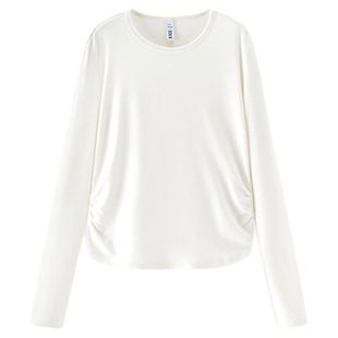 森马长袖T恤女冬14%羊毛发热抓毛2025新款纯色小心机显瘦紧身上衣