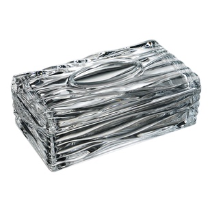 透明玻璃纸巾盒海浪纹轻奢家用办公室抽纸盒桌面餐巾纸收纳盒摆件