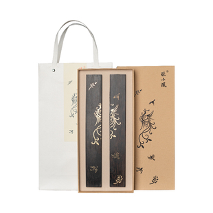 张小凤 吉光凤羽镇尺 文房四宝镇纸尺黄铜书法压纸创意摆件毛笔压书专用实木高档礼物高颜值高级礼盒礼品七夕