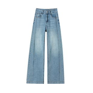 高腰牛仔裤女2025年新款秋冬宽松显瘦弹力加绒不贴腿微喇叭阔腿裤