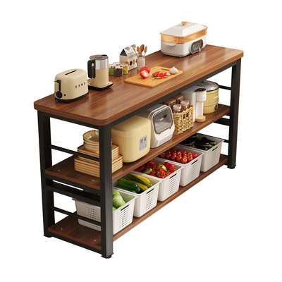 实木厨房桌子厨房多功能置物架落地切菜桌长条桌备餐工作台窄边柜