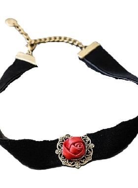 玫瑰花颈链复古宫廷短哥特项链