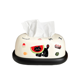 桌面纸巾盒客厅可爱奶油风创意家用纸抽盒餐桌茶几餐巾纸盒子抽纸