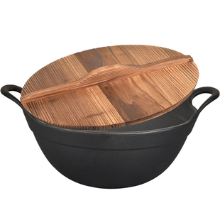 出口日本加深炒锅铸铁锅无涂层不粘锅家用生铁老式双耳大炒菜锅具