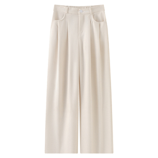 白色裤子女秋冬2025新款加绒高腰休闲直筒西装糯米裤灯芯绒阔腿裤