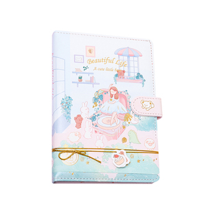 金谷可爱少女彩页手帐本小清新笔记本记事本学生随身便携36k小本子加厚日记本空白方格横线本创意手账插画本