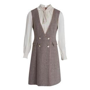 乔万尼连衣裙高级感女新款秋冬小香风修身设计中长裙EF4E235