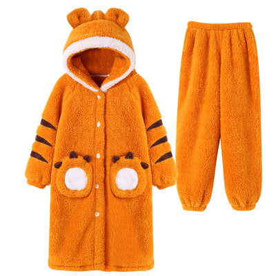 秋冬季儿童睡袍套卡通超萌珊瑚绒