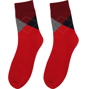 韩国进口kikiyasocks红色男袜秋冬中筒小熊爱心新年本命年潮棉袜