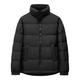 明星同款鸭鸭羽绒服女立领短款加厚2023年冬季新款情侣款拼色外套