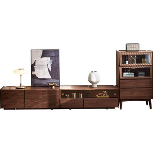 林氏家居全实木电视柜客厅2025新款黑胡桃木落地家具木业在野系列