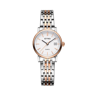 艾奇简约时尚日历防水手表女学生小巧钢带ins风女士手表石英手表