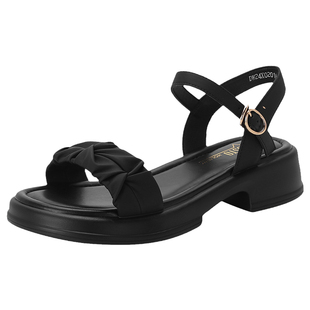 大东夏季黑色厚底粗跟凉鞋女外穿2026新款夏天沙滩鞋女海边配裙子