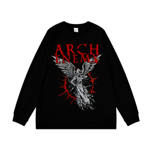 Arch Enemy乐队摇滚风长袖T恤男女黑色天使印花潮牌纯棉上衣春秋