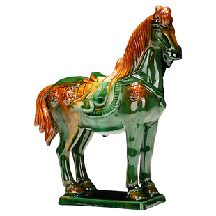 博艺萱唐三彩八骏马摆件马到成功家居装饰陶瓷器工艺品开业礼品