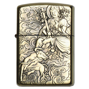 正品zippo芝宝防风打火机纯铜盔甲雕刻佛观音 十二生肖牛虎鼠龙蛇