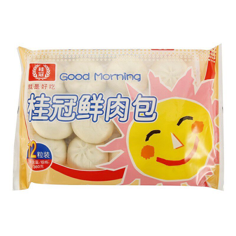 桂冠鲜肉包肉包雪生早餐包子营养早点小吃360g