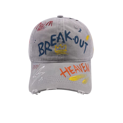 手工彩绘工艺加宽深顶鸭舌棒球帽