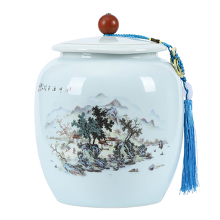 陶瓷茶叶罐大号3斤装茶叶密封罐普洱红茶储存罐茶缸茶叶包装礼盒