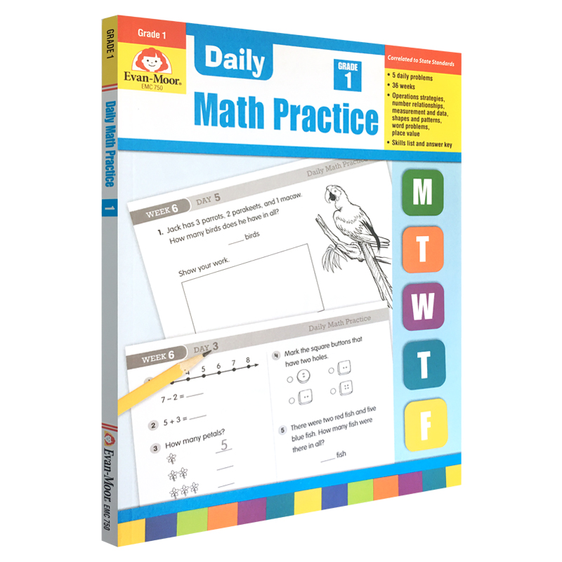 Evan-Moor Daily Math Practice TE 每日练习系列数学完整版 美国加州教辅 evanmoor1年级到6年级加减法逻辑推理 单词数数原版进口