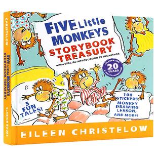 英文原版绘本 Five Little Monkeys 五只小猴子5个故事精装合集 廖彩杏书单 jumping on the bed sitting in a tree