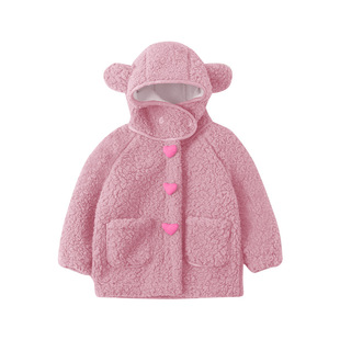 女童外套2025新款加厚羊羔绒秋冬季毛呢大衣连帽时尚中大童衣服潮