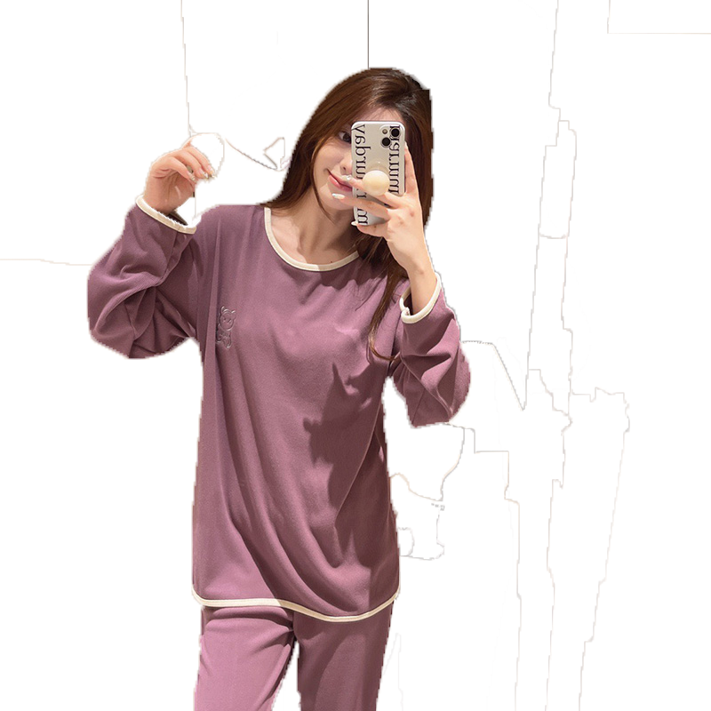 秋冬长袖磨毛睡衣女款家居服套装